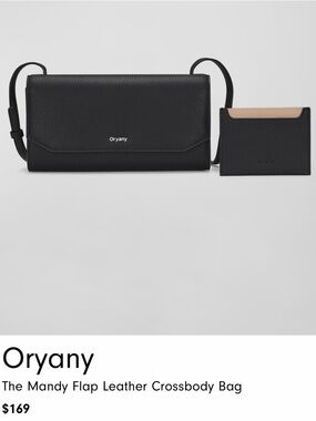 orYANY Black Leather Mandy Flap Crossbody with Tan-Trim Cardholder